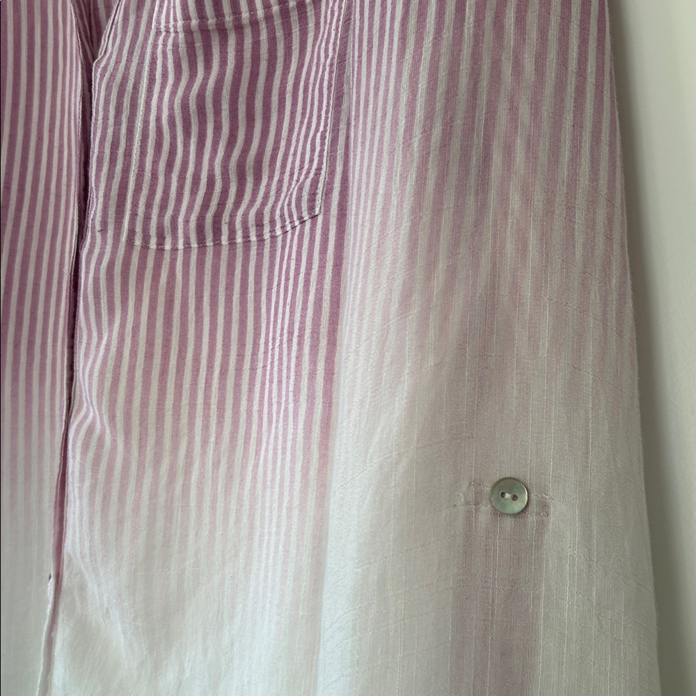 Zac & Rachel Ombre Stripe Purple Blouse Sz L w MEASUREMENTS Roll Tabs in Sleeves - Picture 5 of 11